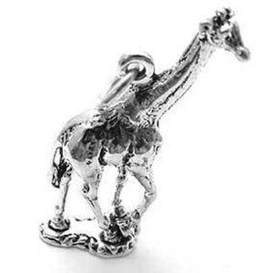 GIRAFFE CHARM IN 3D STERLING SILVER.